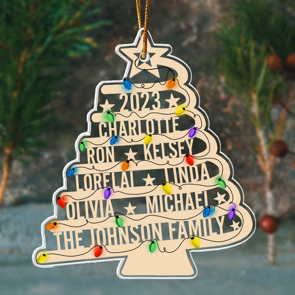 Family Name Acrylic Ornament Tree Shape - Personalized Name Ornament