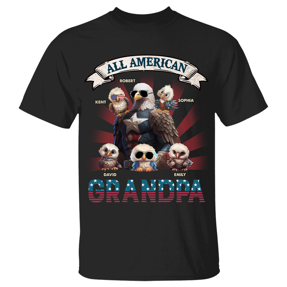 All American Papa - Custom Nickname Shirt Gift For Grandpa