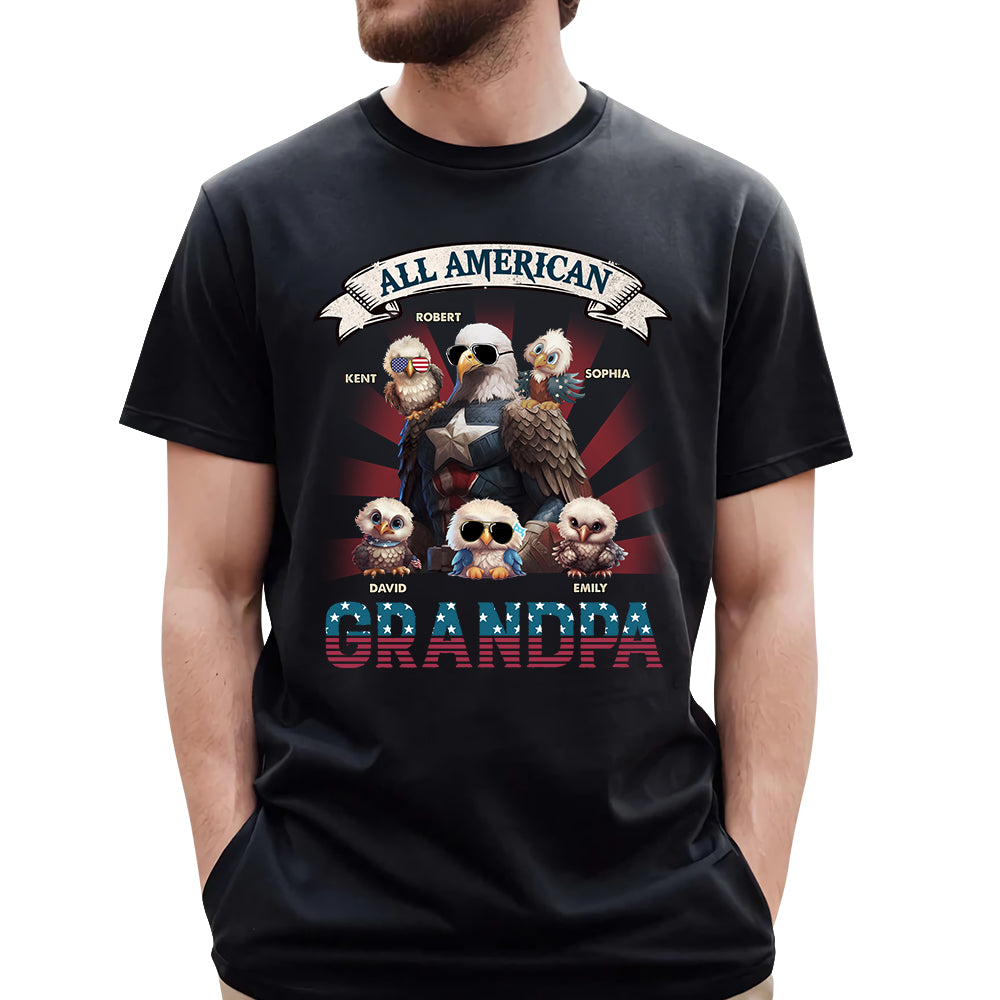 All American Papa - Custom Nickname Shirt Gift For Grandpa