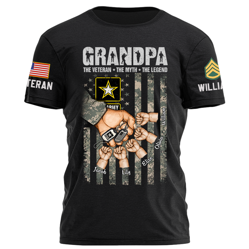 Grandpa The Veteran The Myth The Legend Personalized Shirt K1702