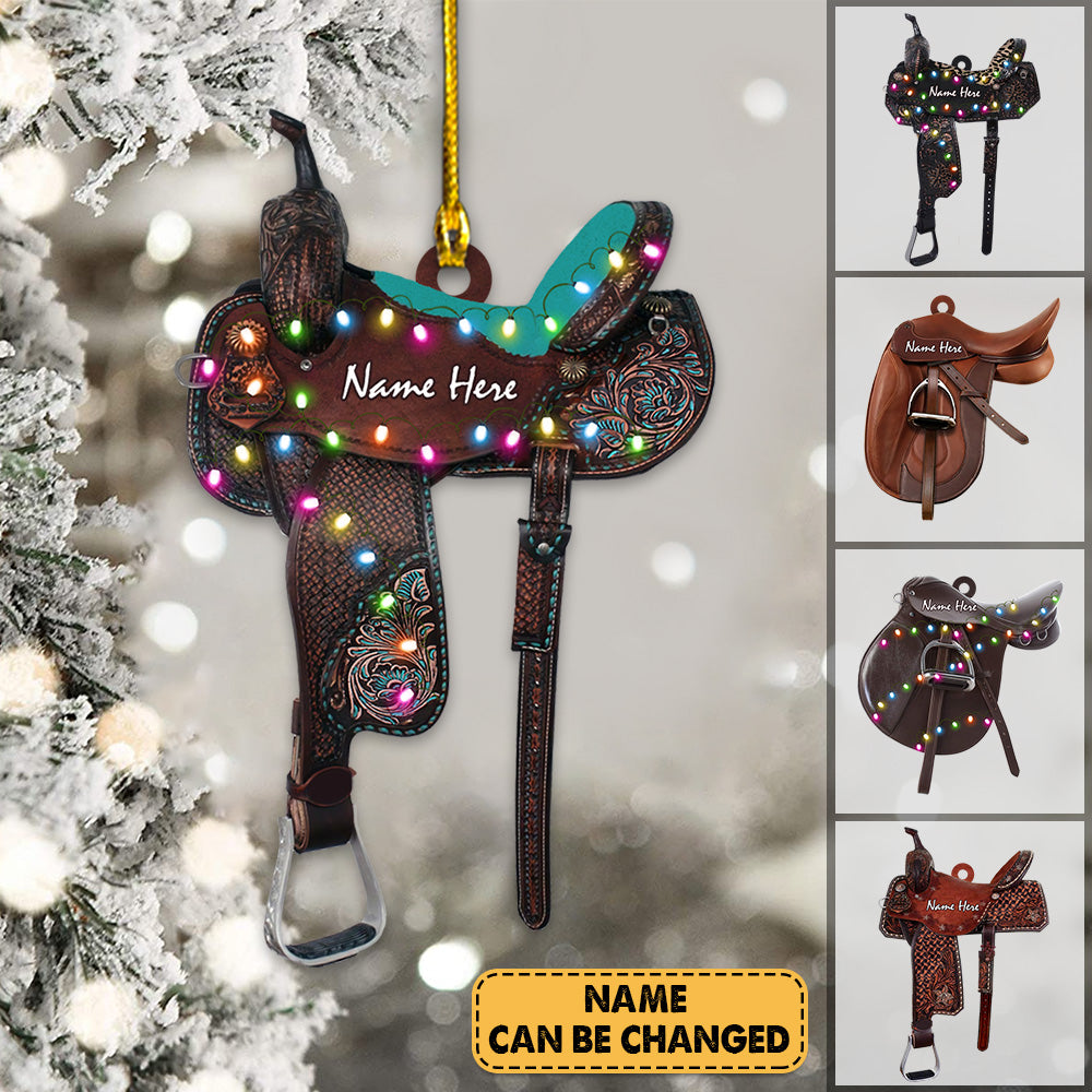 Horse Saddle Personalized Flat Ornament Gifts For Cowboy For Horse Lovers For Your Family