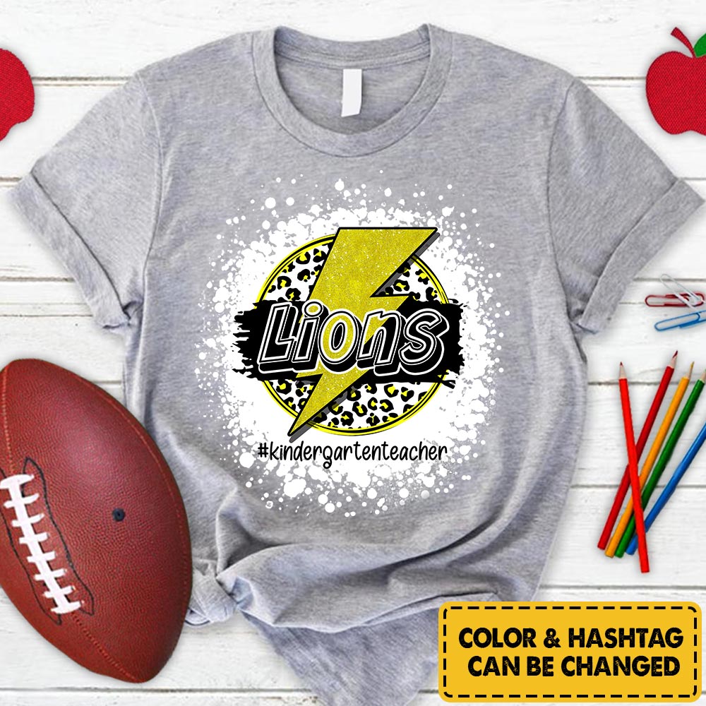 Personalized Lions Leopard Lightning Bolt Circle T-Shirt For Teacher