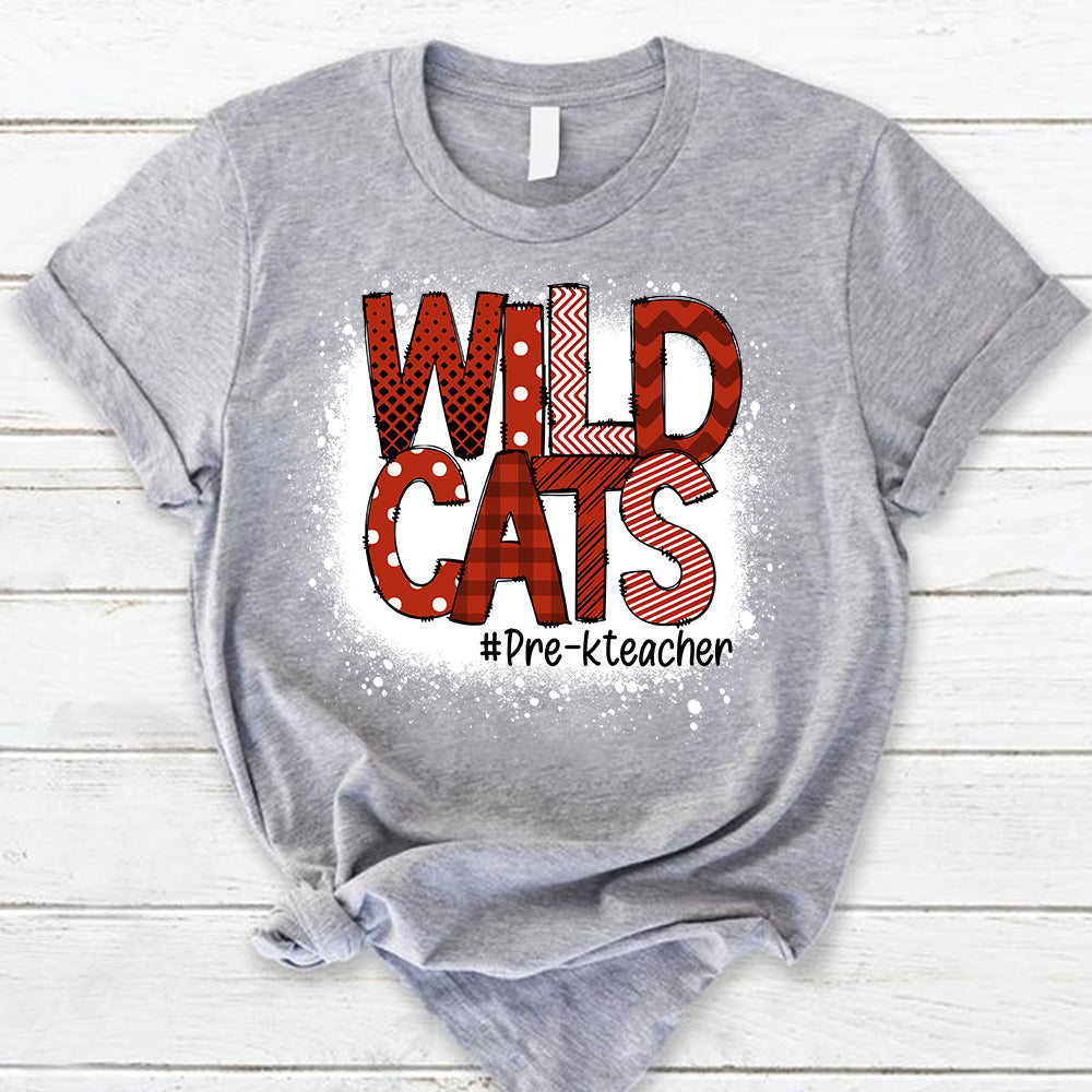 Personalized Wildcats Doodle Pattern T-Shirt For Teacher