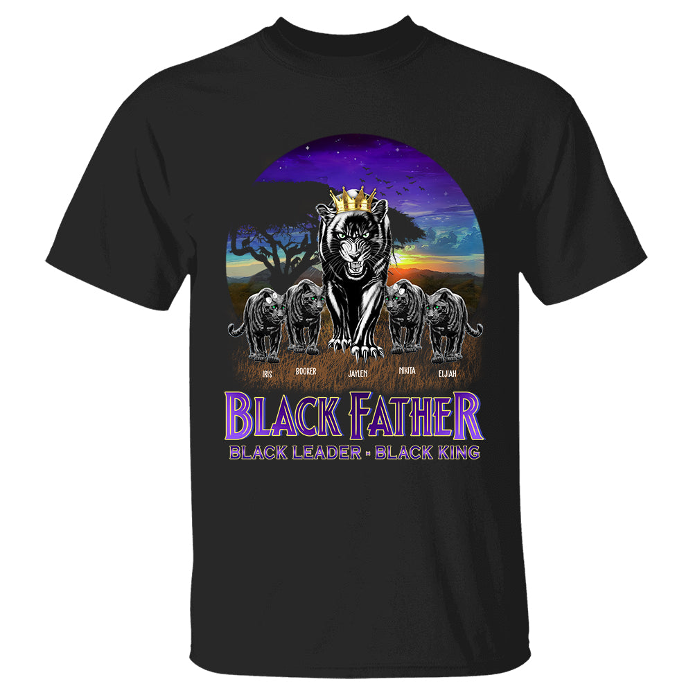 Black Father Black Leader Black King - Personalized Black Panther Shirt