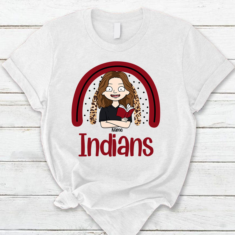 Personalized Indians Mascot Rainbow T - Shirt Back To School