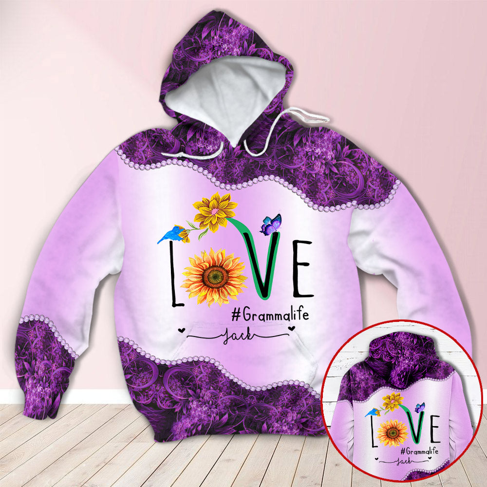Personalized Love Grandmalife Cute Sunflower Purple All Over Print Shirts For Grandma