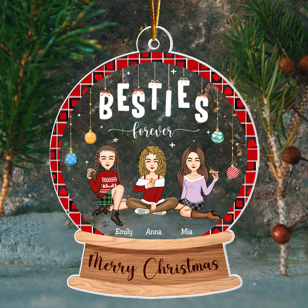 Besties Forever Personalized Custom Shaped Acrylic Ornament NA02
