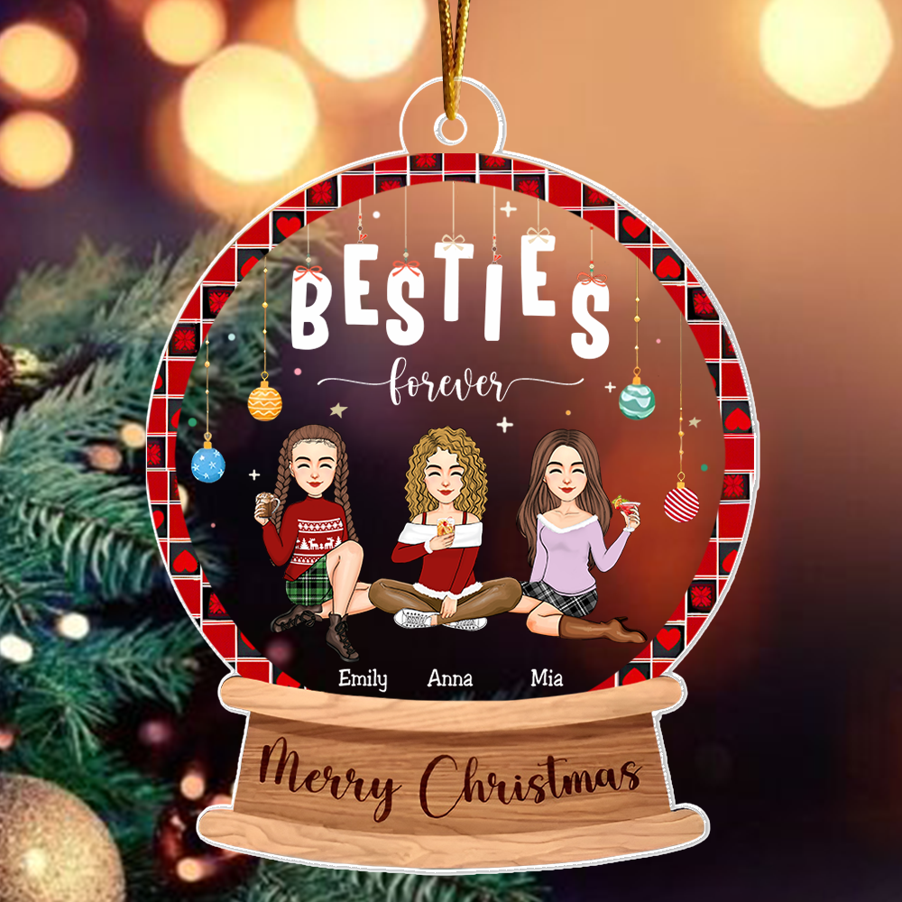 Besties Forever Personalized Custom Shaped Acrylic Ornament