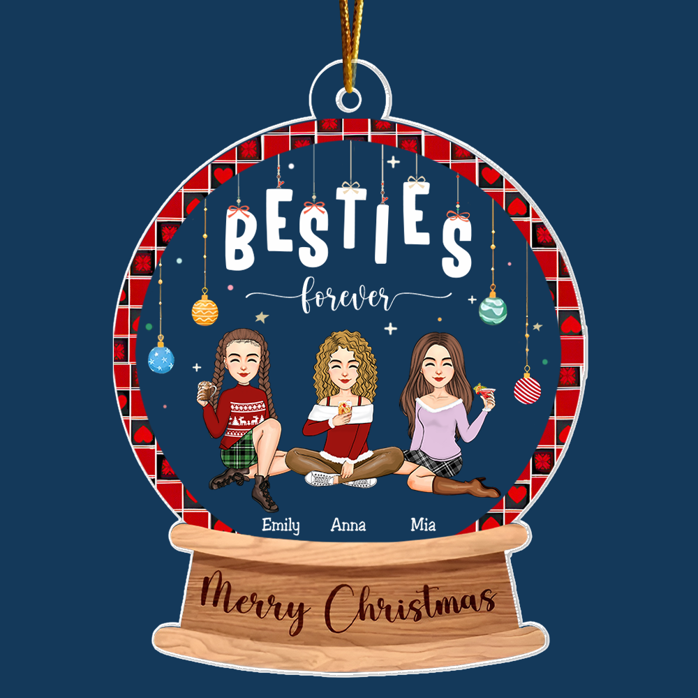 Besties Forever Personalized Custom Shaped Acrylic Ornament