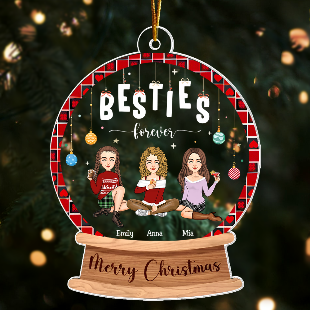 Besties Forever Personalized Custom Shaped Acrylic Ornament