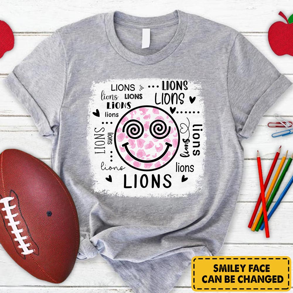 Personalized Lions Colorful Leopard Smiley Face T-Shirt For Teacher