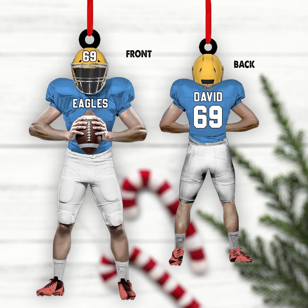 American Football Player Personalized Ornament For Football Lovers - Custom Gift For Football Player