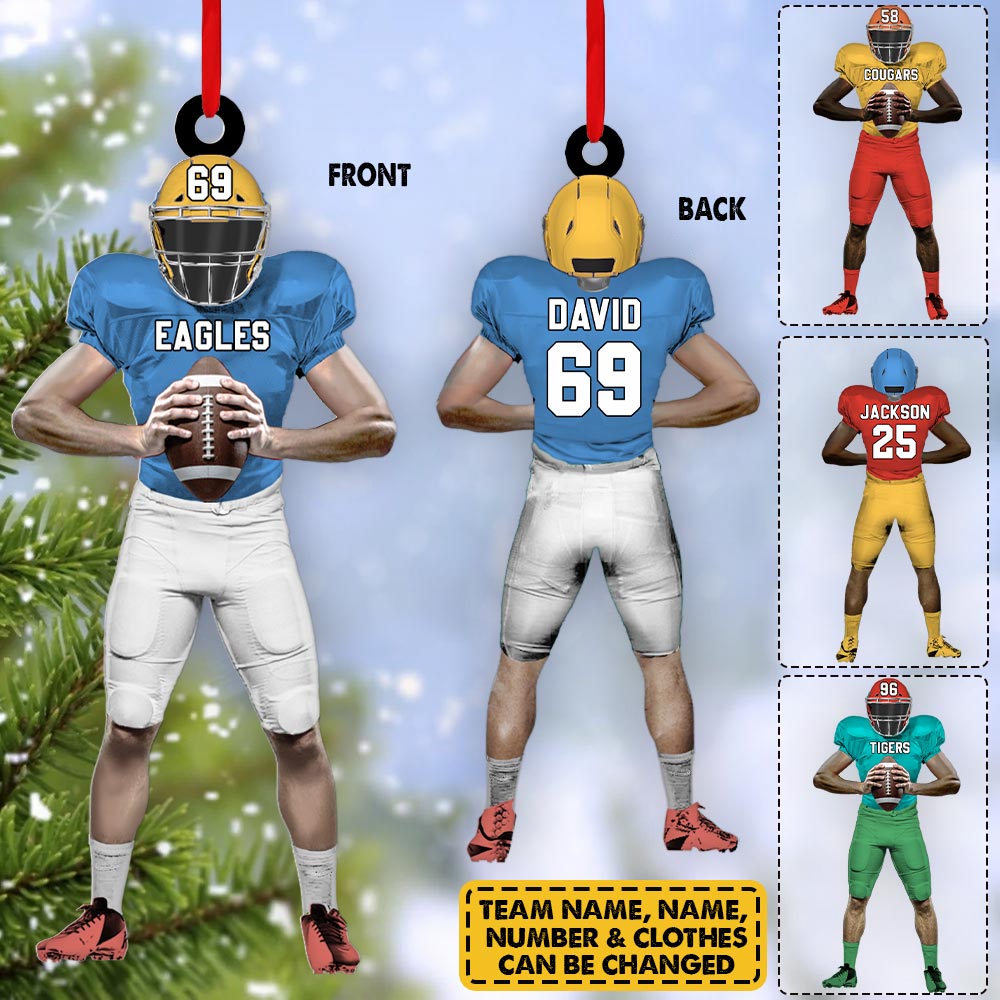 American Football Player Personalized Ornament For Football Lovers - Custom Gift For Football Player