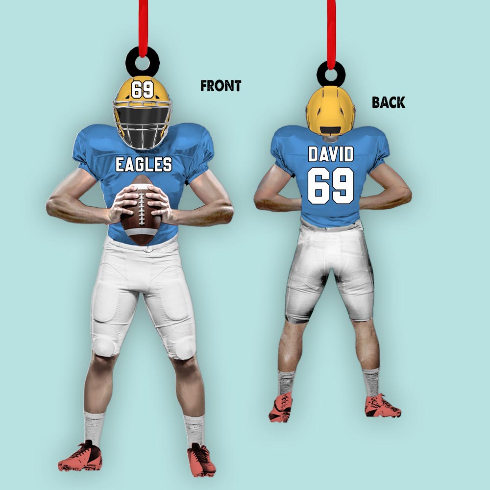 American Football Player Personalized Ornament For Football Lovers - Custom Gift For Football Player