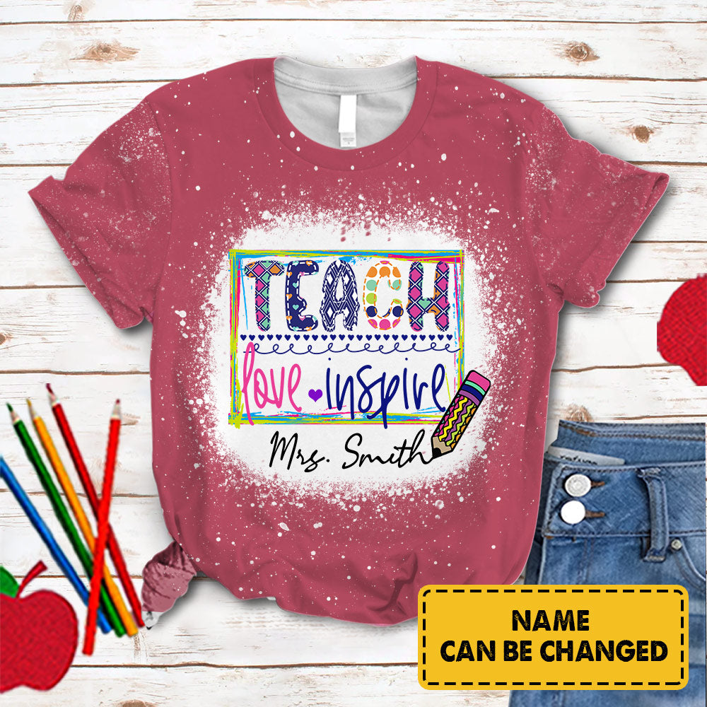 Personalized Teach Love Inspire Custom Name All Over Print Shirt For Teacher