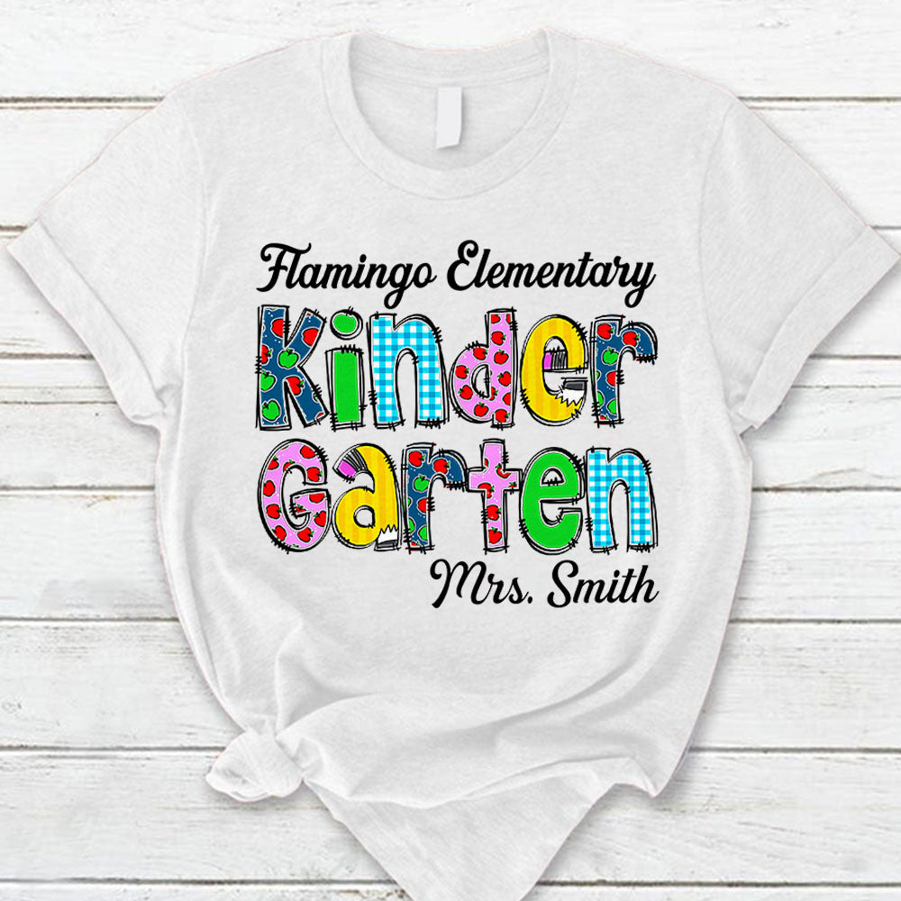 Personalized Shirts Kindergarten, School Name, Last Name Teacher, Teacher Gift, Hk10
