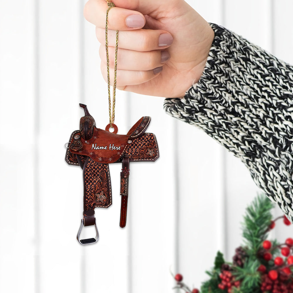 Horse Saddle Personalized Flat Ornament Gifts For Cowboy For Horse Lovers For Your Family