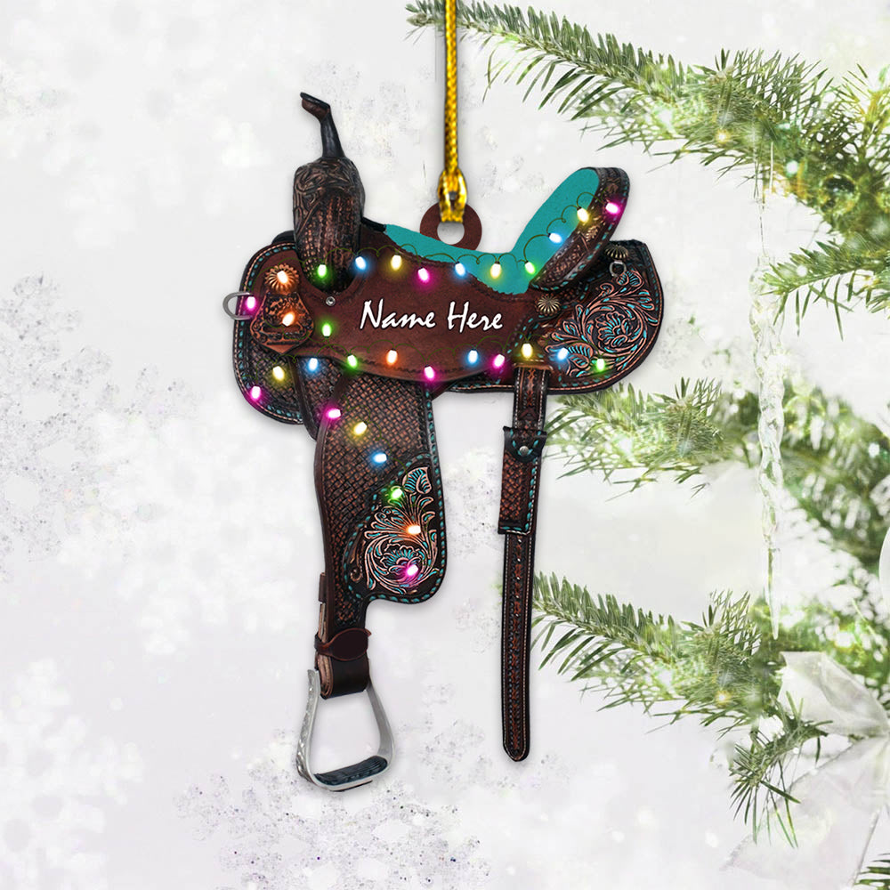 Horse Saddle Personalized Flat Ornament Gifts For Cowboy For Horse Lovers For Your Family