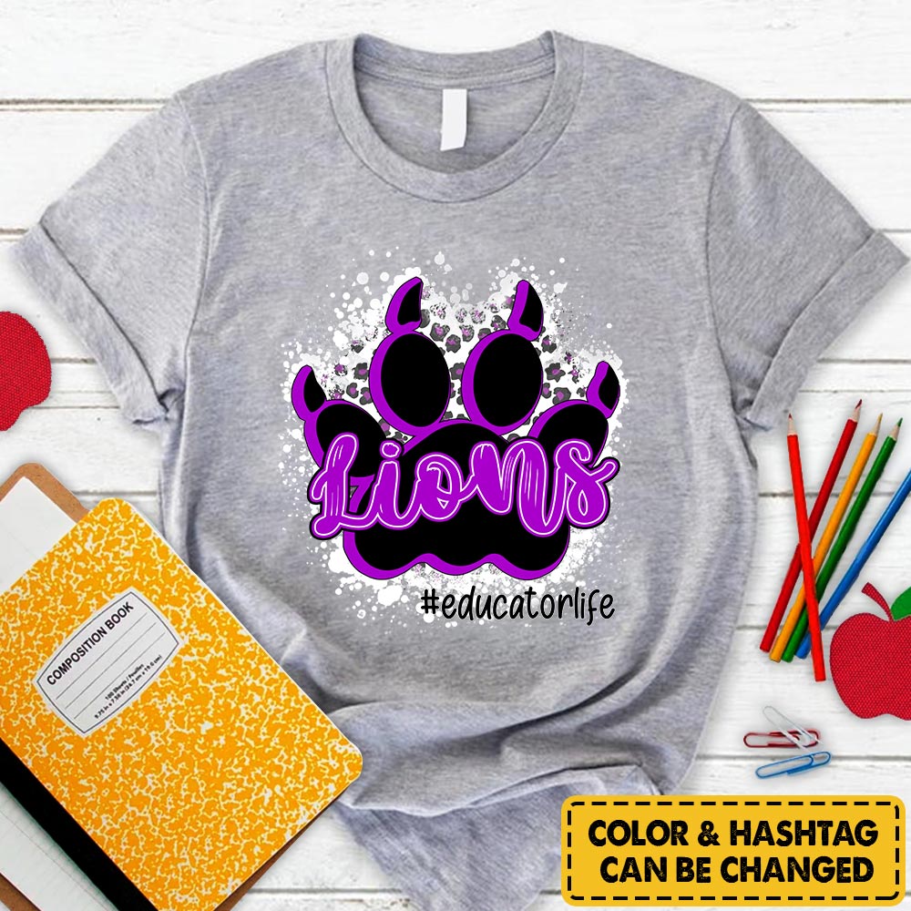 Personalized Lions Paw T-Shirt For Teacher
