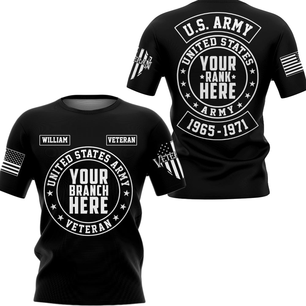 Custom US Military Veteran Back Patch Personalized All Over Print Shirt for Veteran H2511