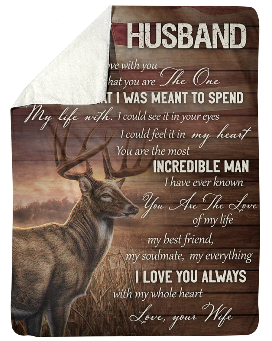To My Husband Deer  Us Flag Blanket From Wife, To My Husband I Fell Love With You And Realized That You Are Deer Blanket Gift For Husband.