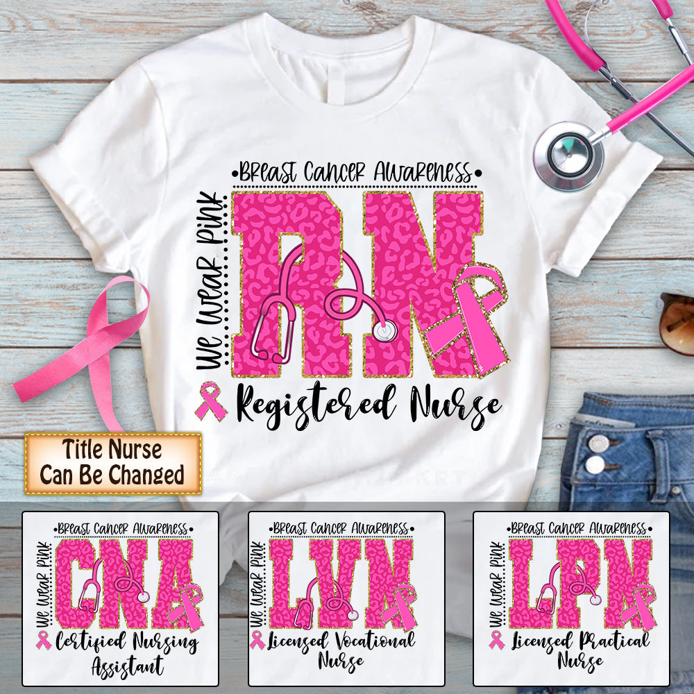 Personalized Nurse Leopard Breast Cancer Shirt K1702