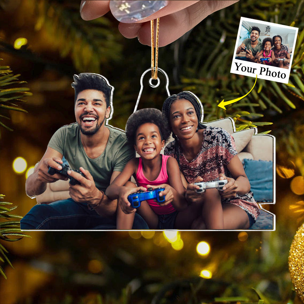 Custom Photo Acrylic Ornament Gift For Game Lovers - Personalized Upload Photo Acrylic Ornament For Family Gamer