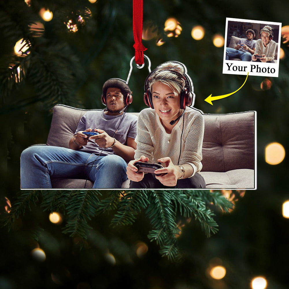 Custom Photo Acrylic Ornament Gift For Game Lovers - Personalized Upload Photo Acrylic Ornament For Family Gamer