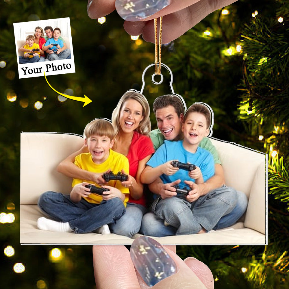 Custom Photo Acrylic Ornament Gift For Game Lovers - Personalized Upload Photo Acrylic Ornament For Family Gamer