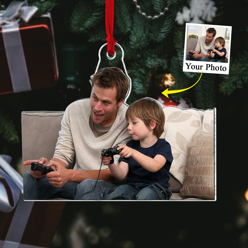 Custom Photo Acrylic Ornament Gift For Game Lovers - Personalized Upload Photo Acrylic Ornament For Family Gamer