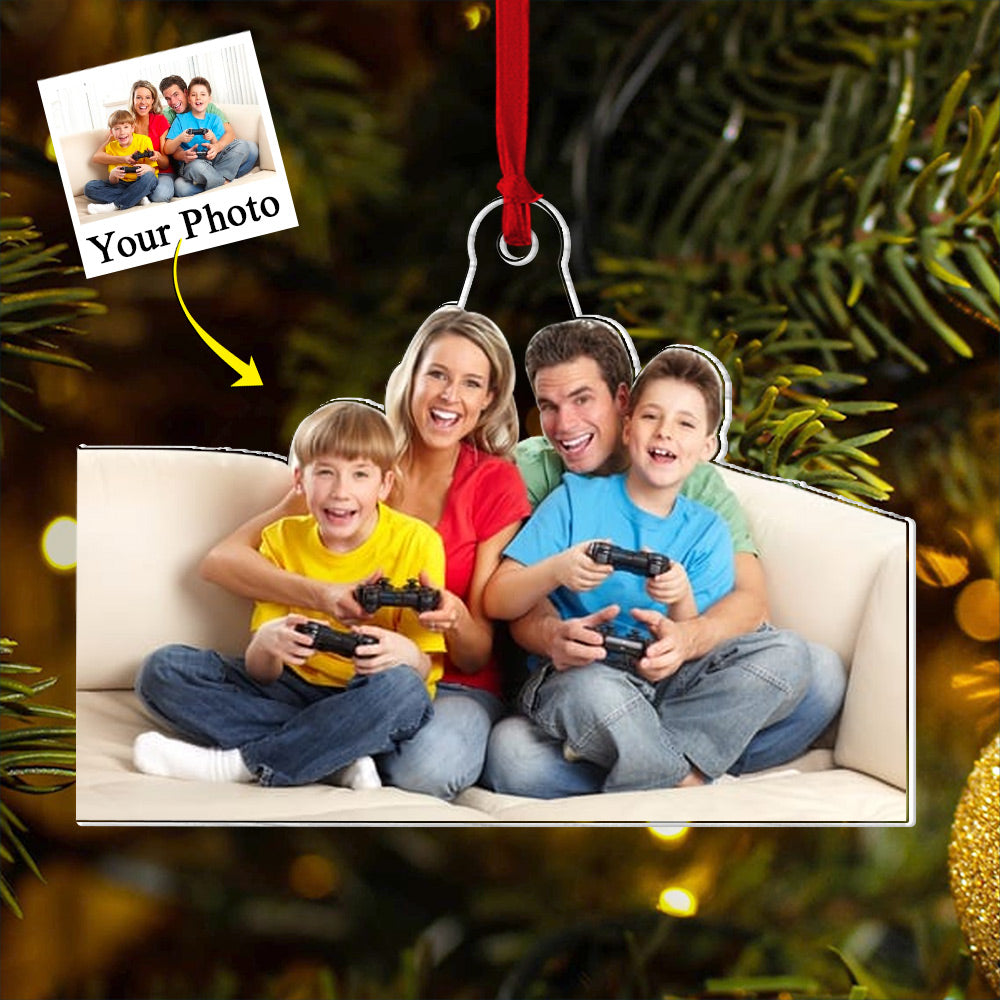 Custom Photo Acrylic Ornament Gift For Game Lovers - Personalized Upload Photo Acrylic Ornament For Family Gamer