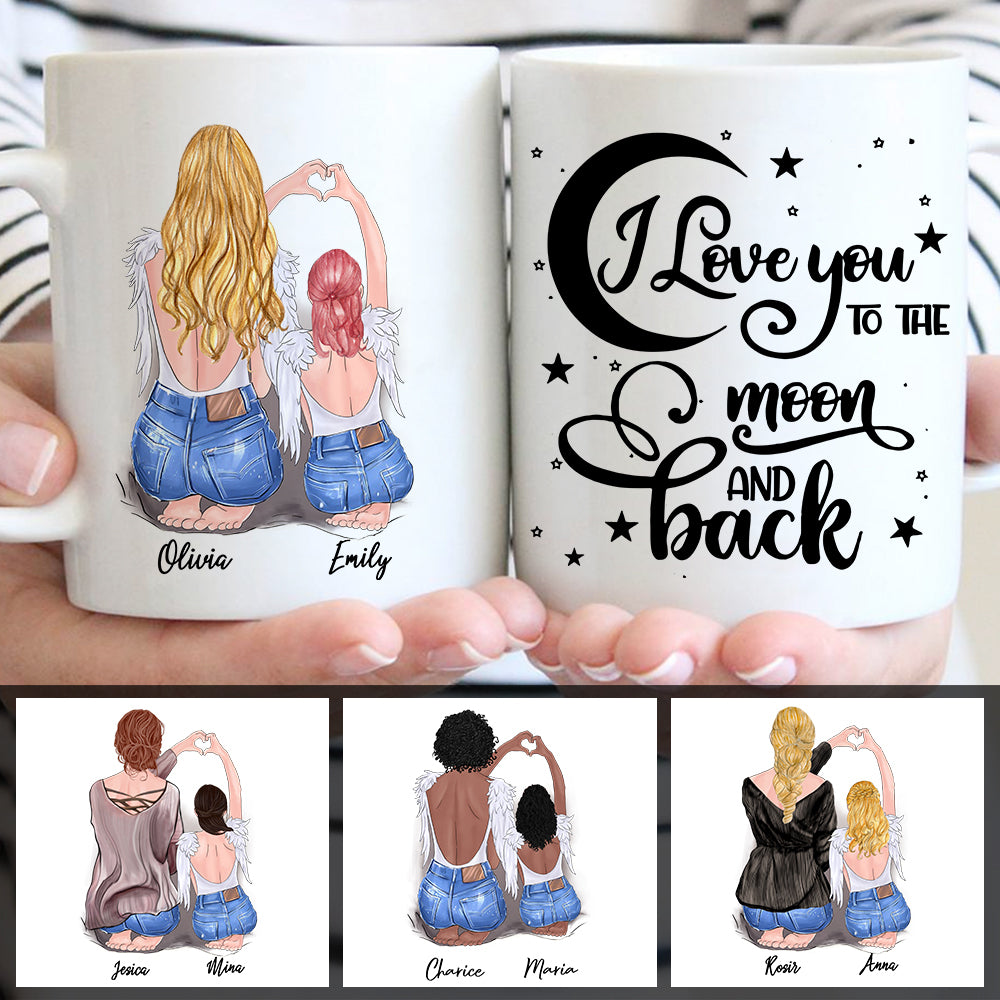 Personalized I Love You To The Moon And Back Mug For Mom From Daughter