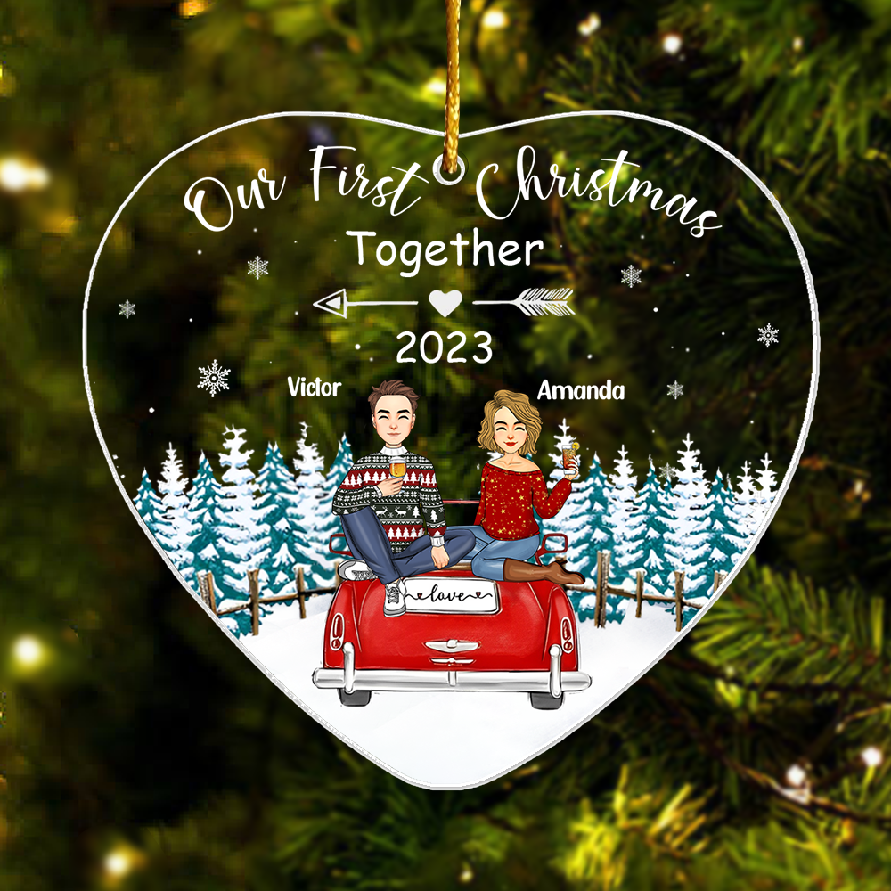 Our First Christmas Together - Couple First Christmas Personalized Acrylic Ornament NA03