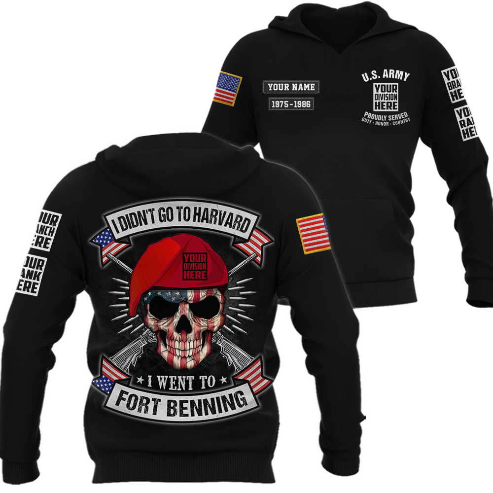 Personalized Shirt Veteran Skull I Didn't Go To Harvard I Went To Military Base All Over Print Shirt K1702