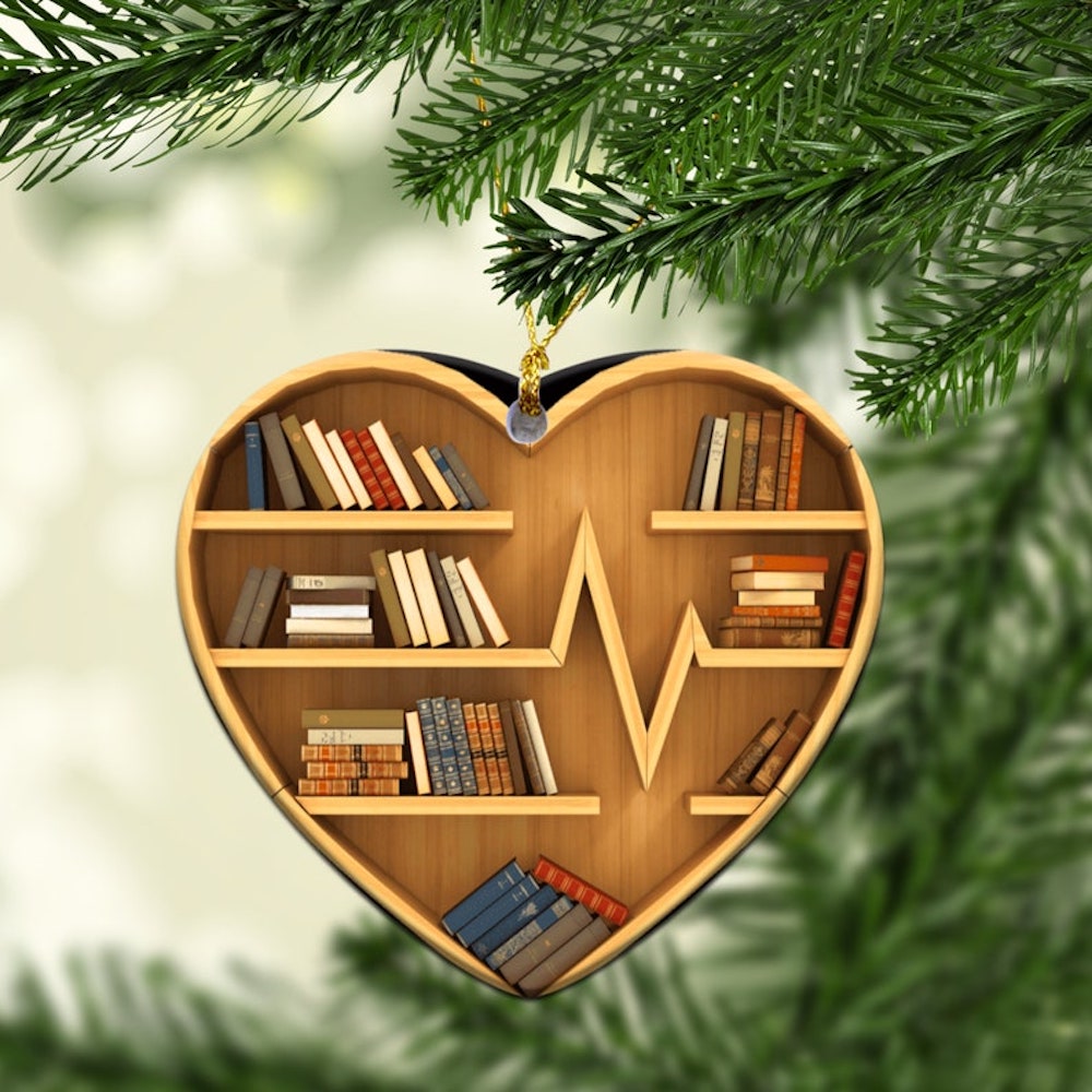 Book Lovers Heart Ornament - Tree Ornament Gift For Her Librarian - Librarian Book Ornament - Lover Bookworm - Book Lover Gift