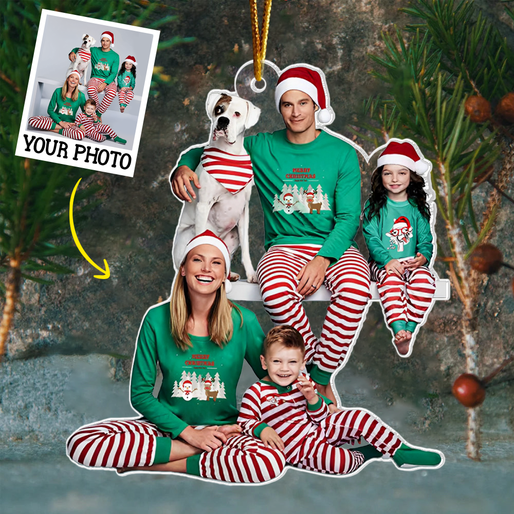 Custom Photo Ornament Gift For Family - Personalized Photo First Christmas Family Ornament Vr2