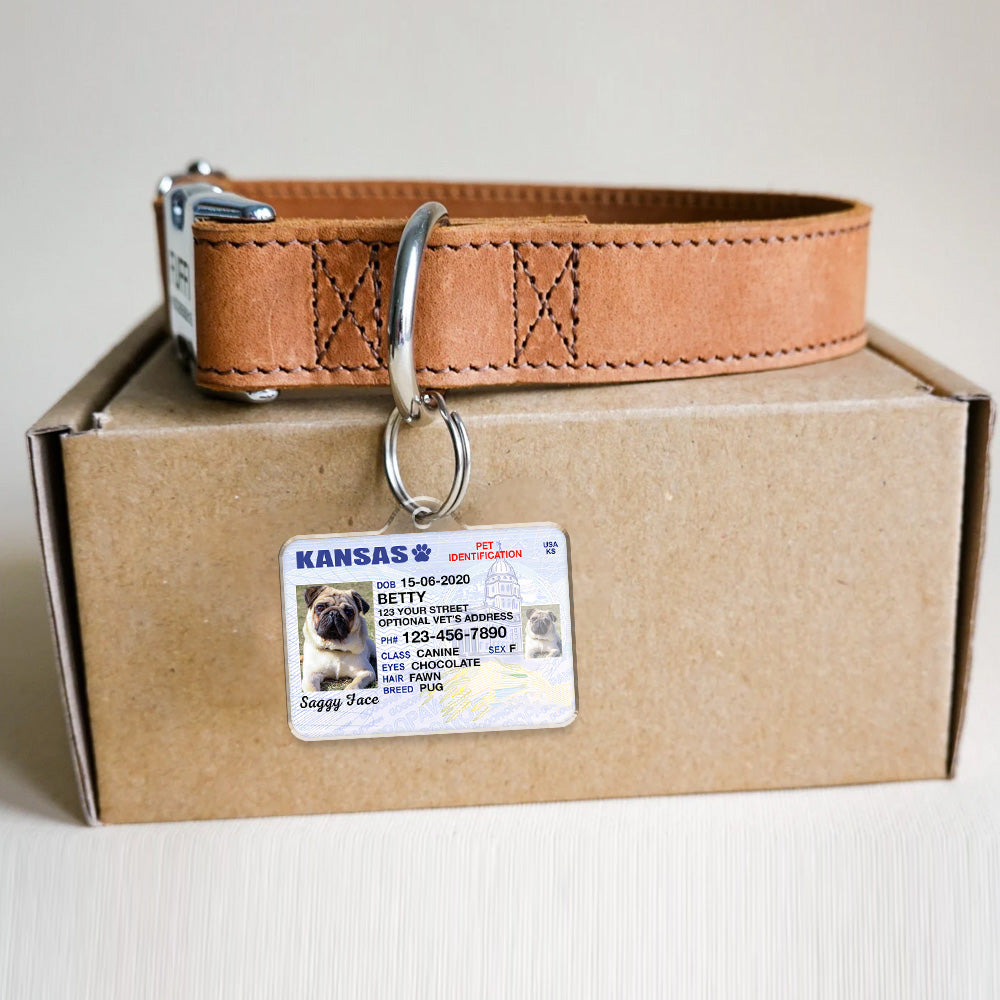 Custom Photo Pet ID Tags - Drivers License - Kansas