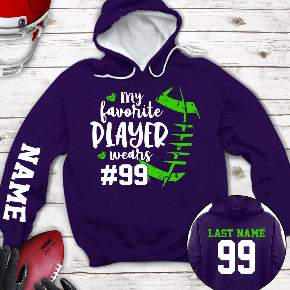 Personalized Shirt My Favorite Player Wears Football Number All Over Print Shirt For Football Mom Grandma Family Member Game Day Shirt H2511