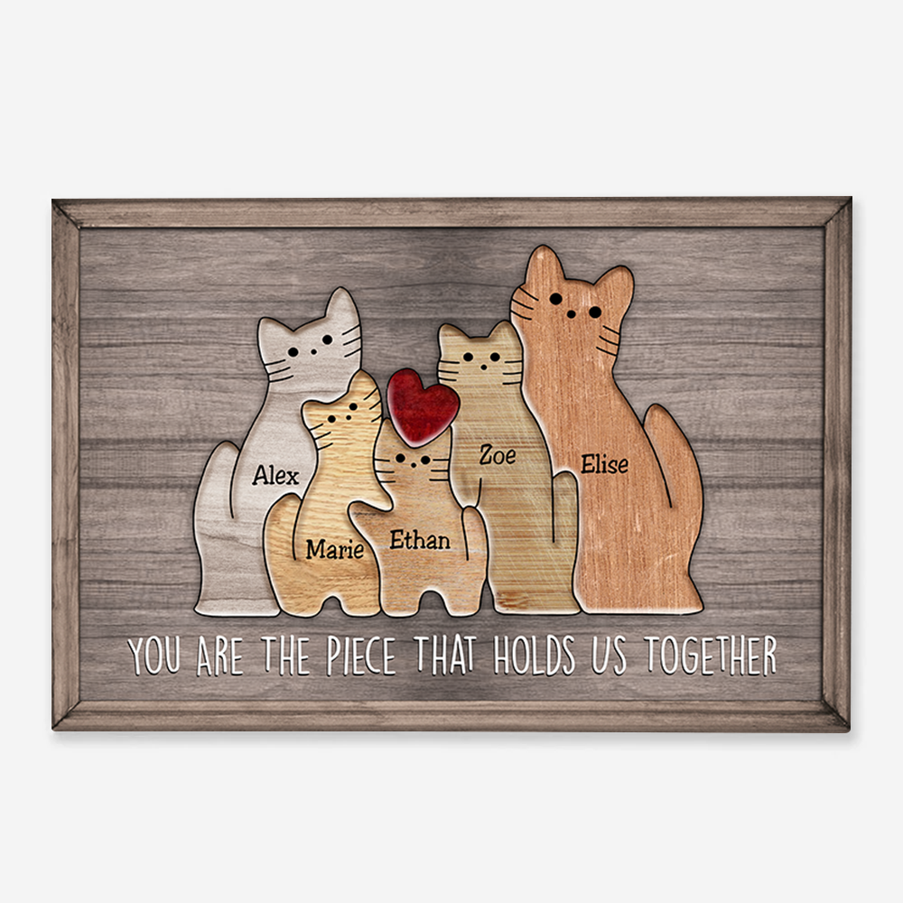 Puzzle Canvas Mom You Are The Piece That Holds Us Together - Cats - Personalized Canvas Gift For Mother - Mother's Day Gift For Her