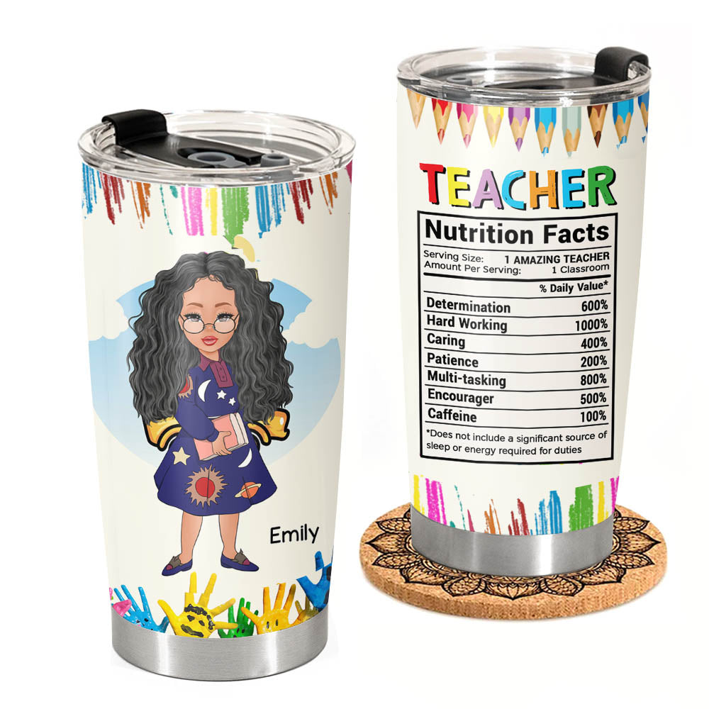 Teacher Nutrition Facts Personalized Tumbler Gift For Teachers - The Magic School Bus Teacher Lovers