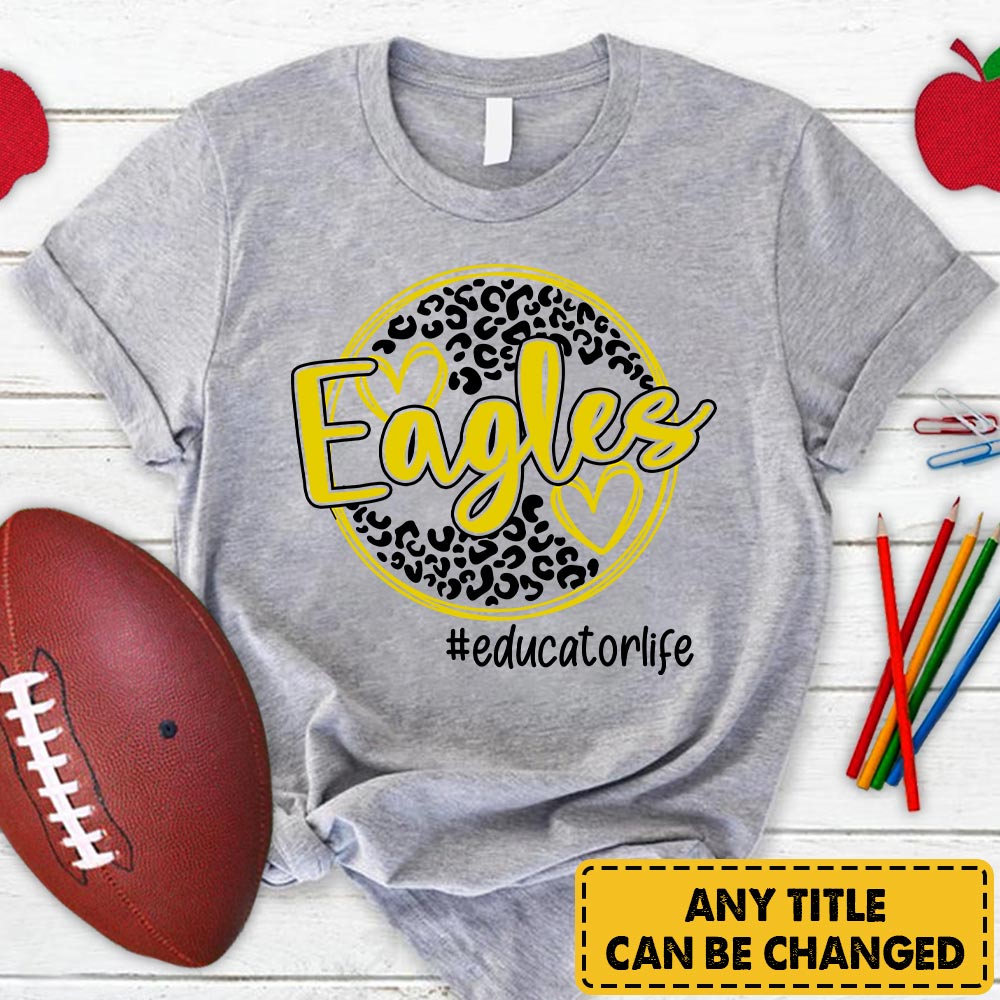 Personalized Eagles Circle Leopard T-Shirt For Teacher