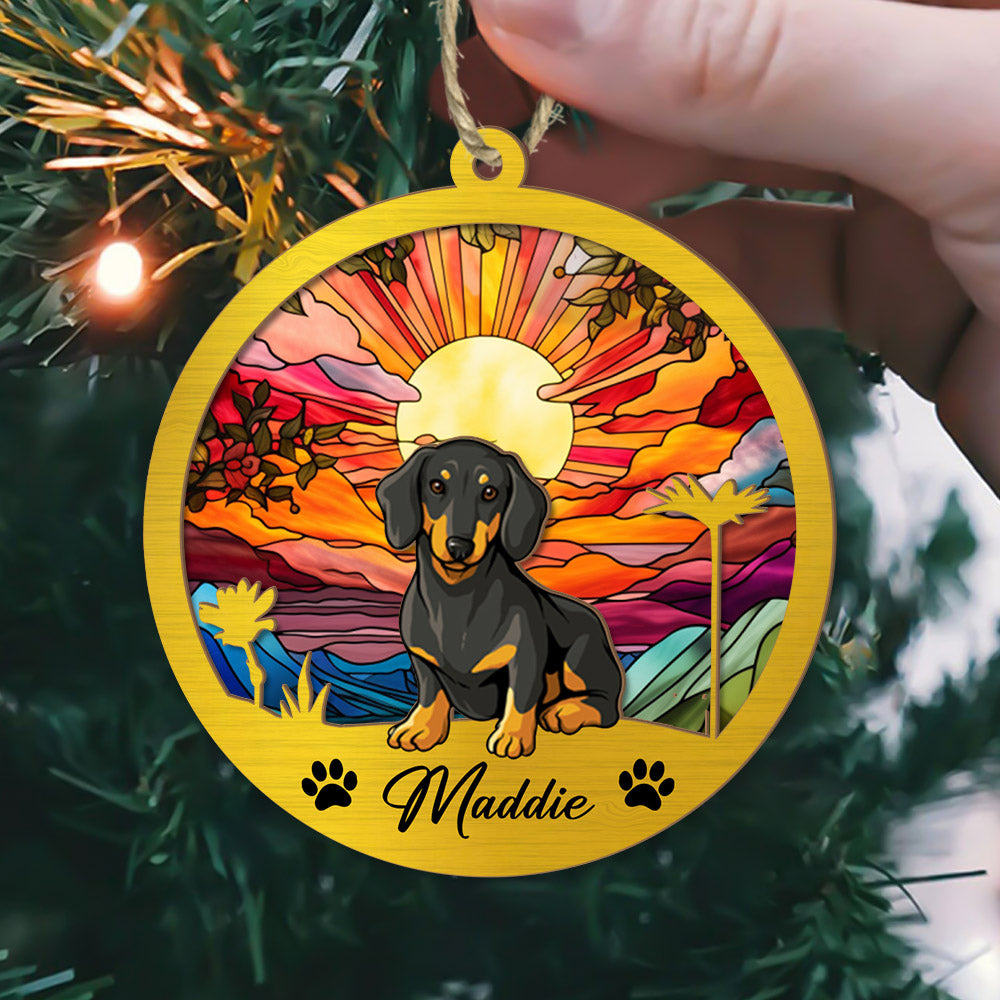 Dog Suncatcher Personalized Ornament, Pet Christmas Ornament, Dog Christmas Ornament