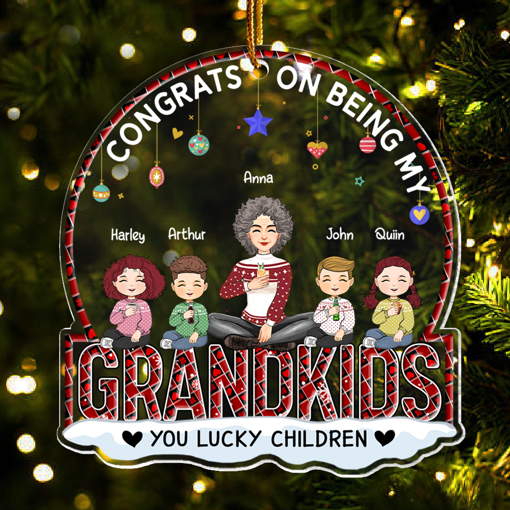 Congrats On Being My Grandkids - Personalized Acrylic Ornament vr2
