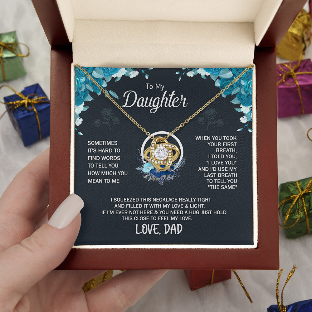 Personalized To My Beautiful Daughter Love Knot Necklace From Dad, Daughter Love Knot Necklace For Women Filled It With My Love Rose