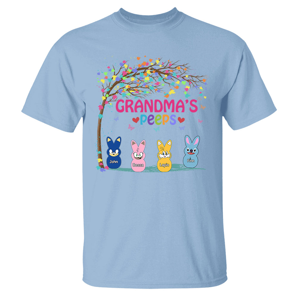 Nana's Favorite Peeps Easter Shirt, Personalized Grandchild Name T-shirt, Custom Funny Tee For Grandma, Cute Bunny Nana Mom Gift