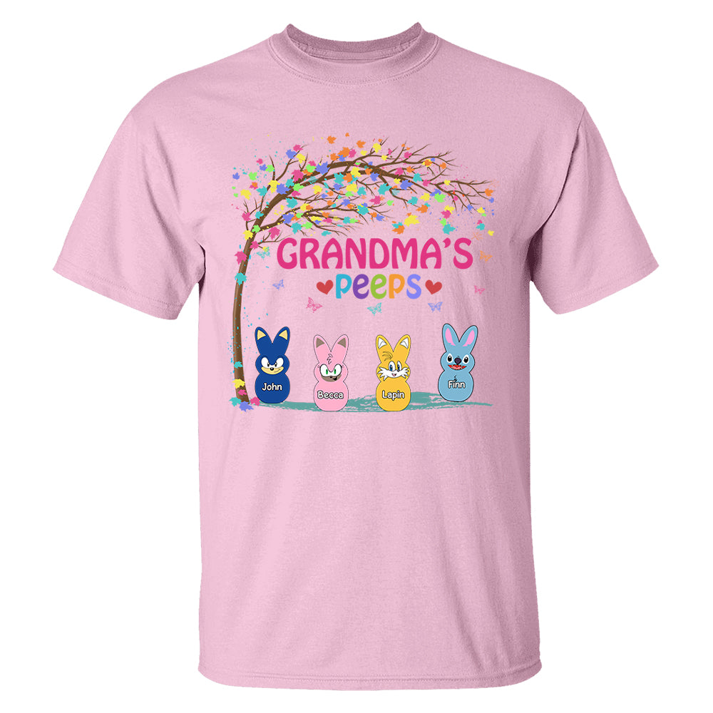 Nana's Favorite Peeps Easter Shirt, Personalized Grandchild Name T-shirt, Custom Funny Tee For Grandma, Cute Bunny Nana Mom Gift