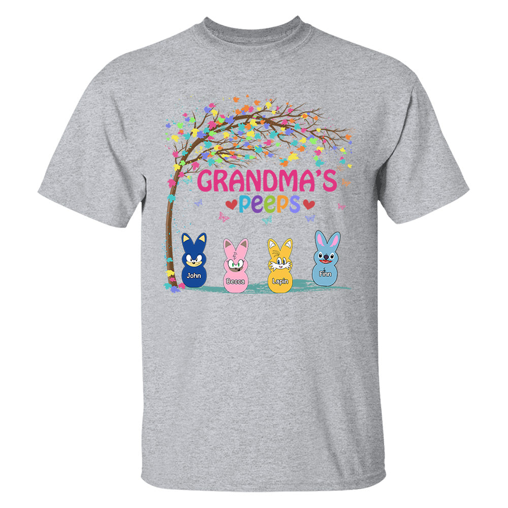 Nana's Favorite Peeps Easter Shirt, Personalized Grandchild Name T-shirt, Custom Funny Tee For Grandma, Cute Bunny Nana Mom Gift