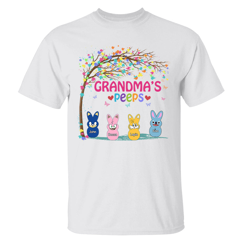 Nana's Favorite Peeps Easter Shirt, Personalized Grandchild Name T-shirt, Custom Funny Tee For Grandma, Cute Bunny Nana Mom Gift