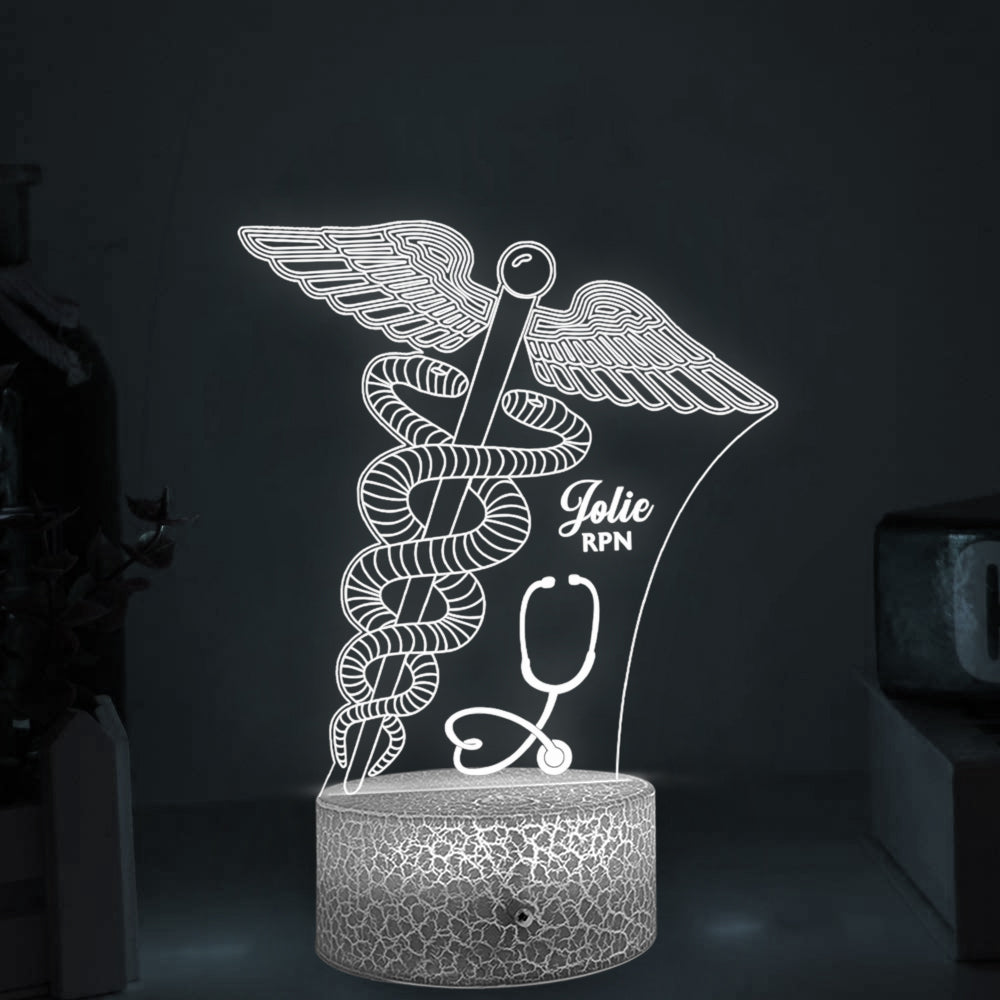 Personalized Lamp As A Gift For Nurse &Doctor. Personalized Acrylic Led Desk Lamp With Medical Sign. Special Dentist Gift As A 3D Printed Lamp K1702