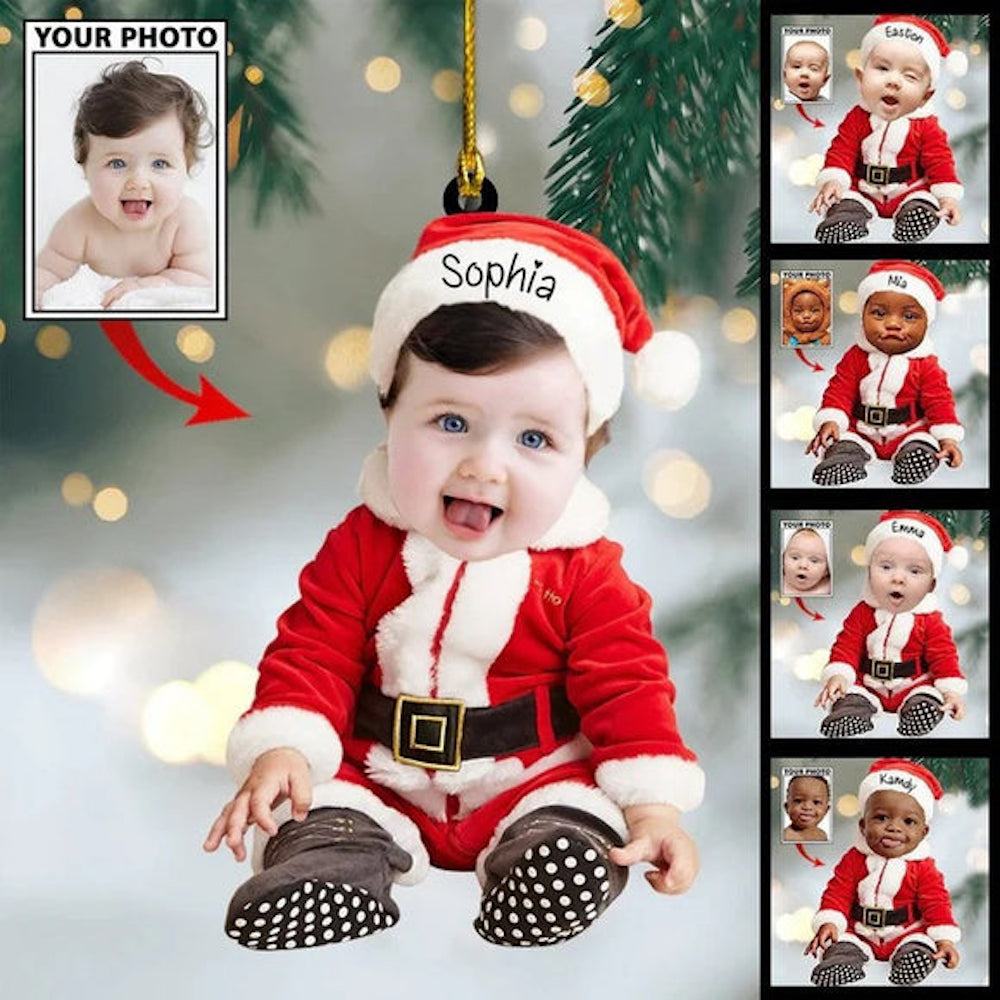 Personalized Photo Baby Christmas Ornament - Custom Gift For New Baby First Christmas Ornament